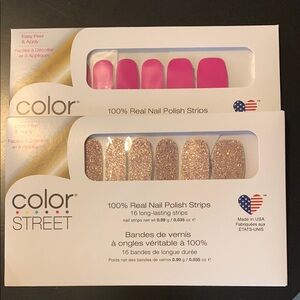Color Street Nail Polish Strips - Vibrant Pink and Glitter